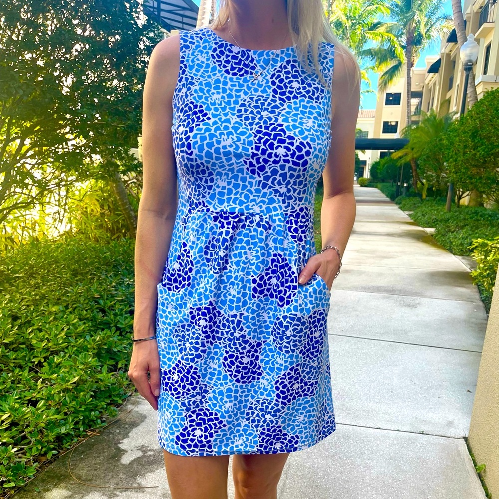 Jude Connally Light Blue & Royal Blue Stretchy Dress with Pockets
